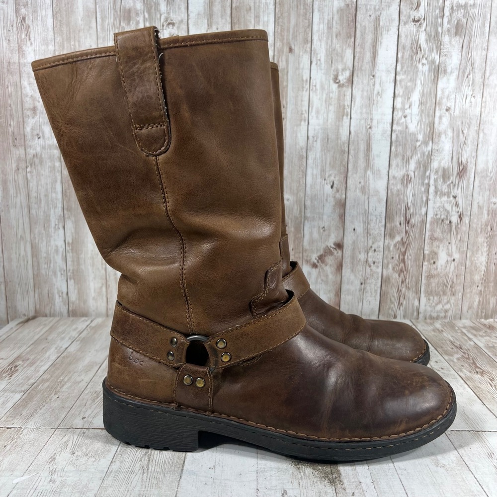 b.o.c. Born Concept Mens Brown Leather Harness Engineer Boots BM4039 Size 12/44